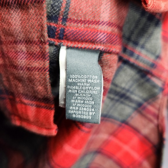 Bonobos Red Gray Plaid Flannel Slim Fit Long Sleeve Button Up Shirt Mens Medium - Picture 13 of 16